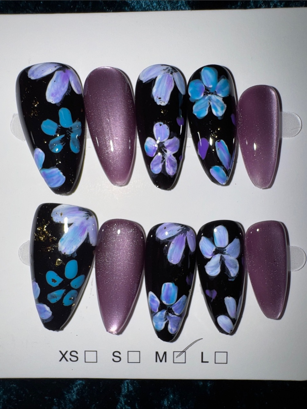Hand-Painted Floral Press-On Nails